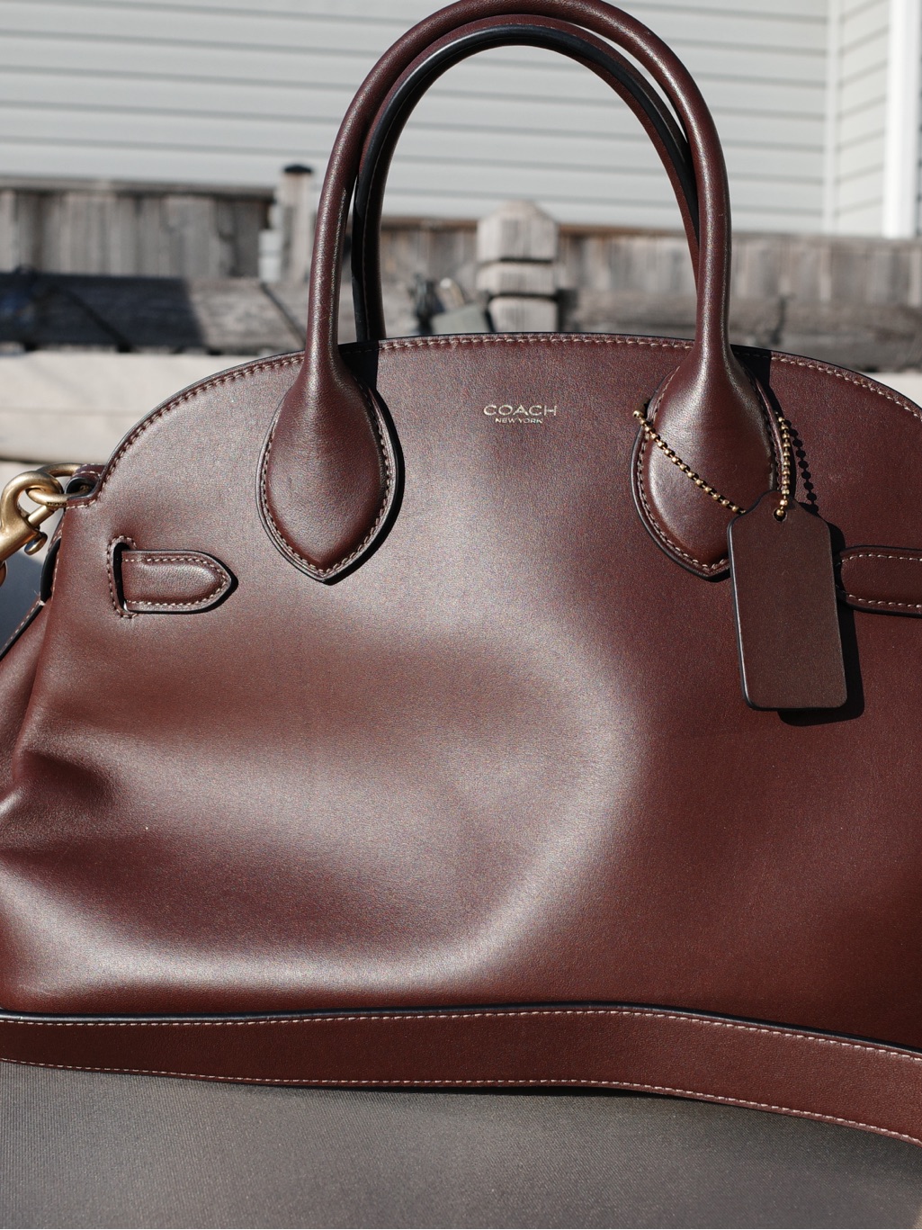 Coach Burgundy Brown Leather Soft Empire 28” With Tag